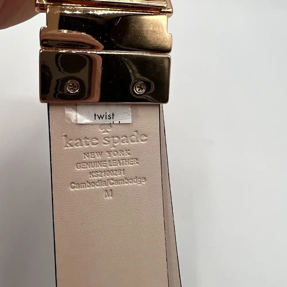 KATE SPADE Black Genuine Leather Gold Tone Spade Heart Buckle